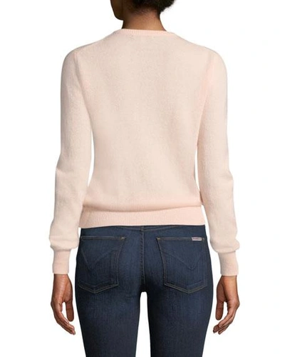 Shop Lingua Franca Booyah Embroidered Cashmere Sweater In Light Pink