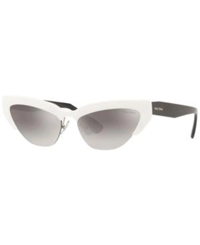 Shop Miu Miu Sunglasses, Mu 04us 59 In White / Gradient Grey Mirror Silver