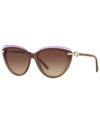 Shop Bvlgari Sunglasses, Bv8211b 55 In Violet Gradient Brown / Brown Gradient