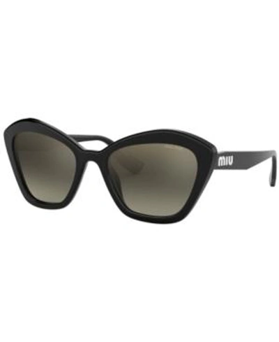 Shop Miu Miu Sunglasses, Mu 05us 55 In Black / Gradient Grey Mirror Silver