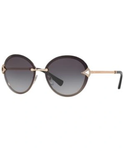 Shop Bvlgari Sunglasses, Bv6101b In Pink Gold/grey Gradient