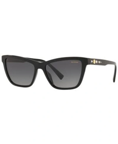 Shop Versace Polarized Sunglasses, Ve4354b 55 In Black / Polar Grey Gradient