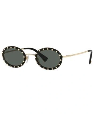 Shop Valentino Sunglasses, Va2027 51 In Light Gold / Green