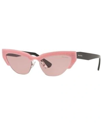 Shop Miu Miu Sunglasses, Mu 04us 59 In Glitter Alabaster / Light Pink