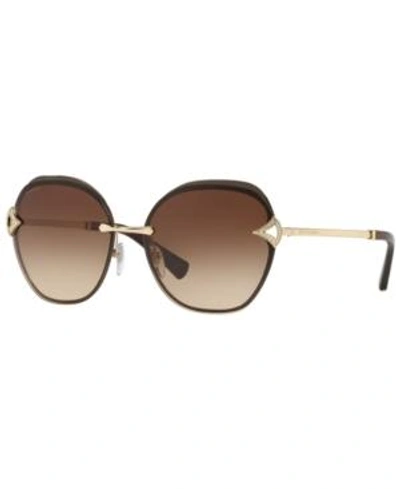 Shop Bvlgari Sunglasses, Bv6111b 60 In Pale Gold/brown / Brown Gradient