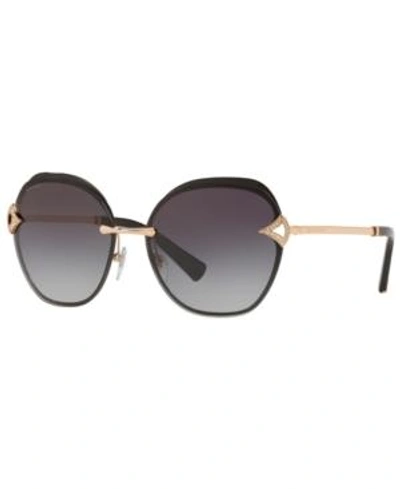 Shop Bvlgari Sunglasses, Bv6111b 60 In Pink Gold/black / Grey Gradient