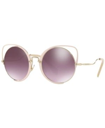 Shop Miu Miu Sunglasses, Mu 51ts 54 In Gold/peach/violet/silver