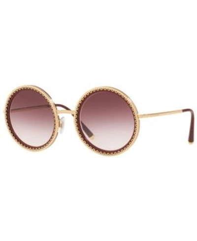 Shop Dolce & Gabbana Sunglasses, Dg2211 53 In Gold/bordeaux / Violet Gradient