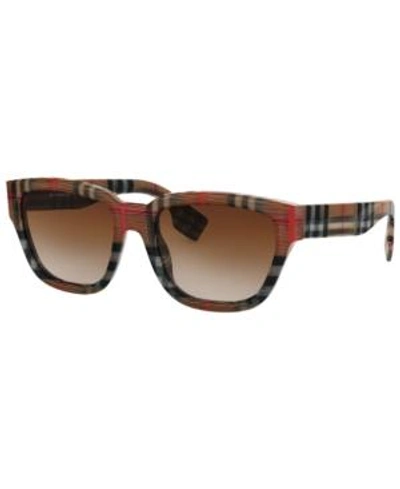 Shop Burberry Sunglasses, Be4277 54 In Vintage Check / Gradient Brown