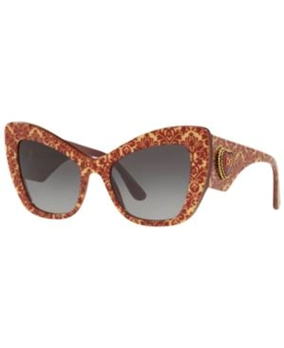 Shop Dolce & Gabbana Sunglasses, Dg4349 54 In Damascus Glitter On Bordeaux / Grey Gradient