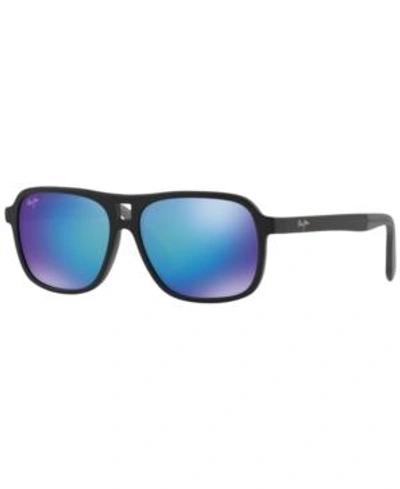 Shop Maui Jim Sunglasses, 771 Little Maks 57 In Black Matte/blue Mir Pol
