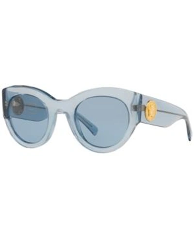 Shop Versace Sunglasses, Ve4353 51 In Transparent Azure/azure