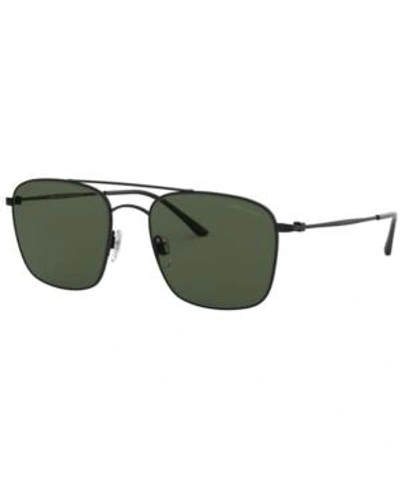 Shop Giorgio Armani Sunglasses, Ar6080 55 In Matte Black / Green