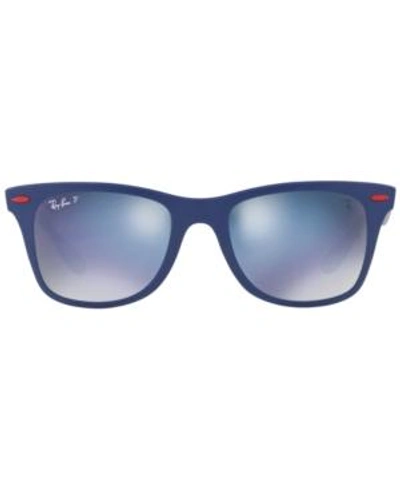 Shop Ray Ban Men's Polarized Sunglasses, Rb4195m Scuderia Ferrari Collection 52 In Blue