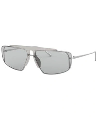 Shop Prada Sunglasses, Pr 50vs 63 In Silver/grey Rubber / Light Grey