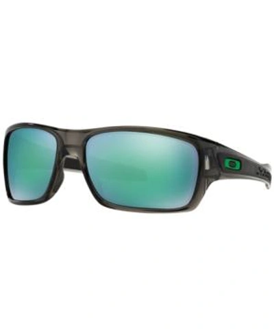 Shop Oakley Sunglasses, Oo9263 Turbine In Grey/green Mirror Polar