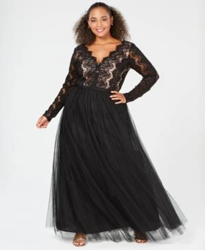 Shop City Chic Trendy Plus Size Lace Maxi Dress In Black