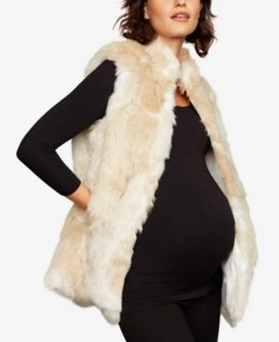 Shop Bb Dakota Maternity Faux-fur Vest In Ivory