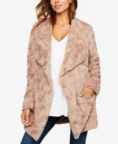 Shop Bb Dakota Maternity Faux-fur Jacket In Tan