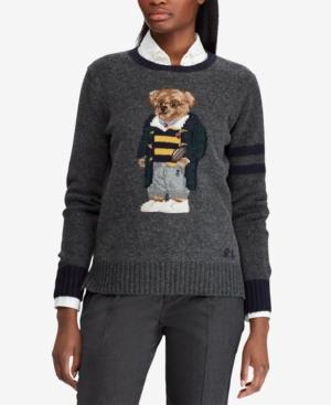 Polo Ralph Lauren Polo Bear Wool Sweater In Gray | ModeSens