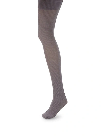 Shop Dkny Ribbed Tights In Sterling Heather
