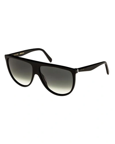 Shop Celine Flattop Gradient Shield Sunglasses In Black