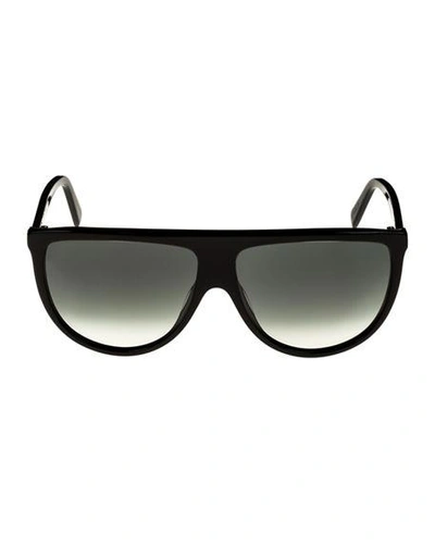 Shop Celine Flattop Gradient Shield Sunglasses In Black