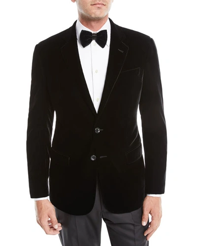 Shop Giorgio Armani Men's Velvet Two-button Jacket In Black