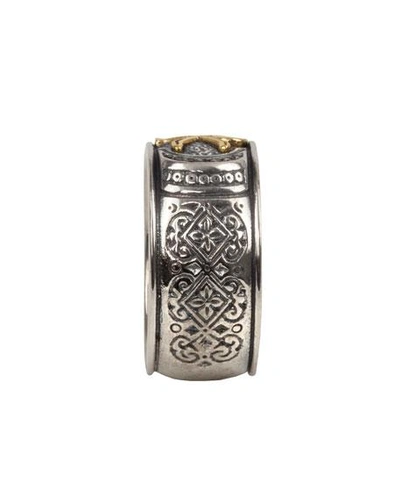 Shop Konstantino Men's Stavros 18k Gold Trim Ring In Silver