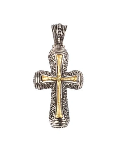Shop Konstantino Men's Stavros 18k Gold Inset Cross Pendant In Silver