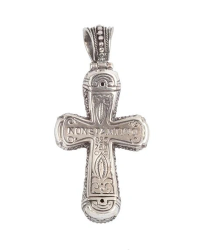 Shop Konstantino Men's Stavros 18k Gold Inset Cross Pendant In Silver
