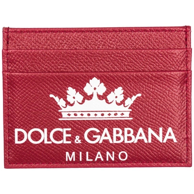 Shop Dolce & Gabbana Milano Crown Print Cardholder In Red
