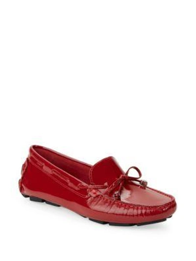 Shop Saks Fifth Avenue Lace-up Leather Driver Shoes In Deep Red