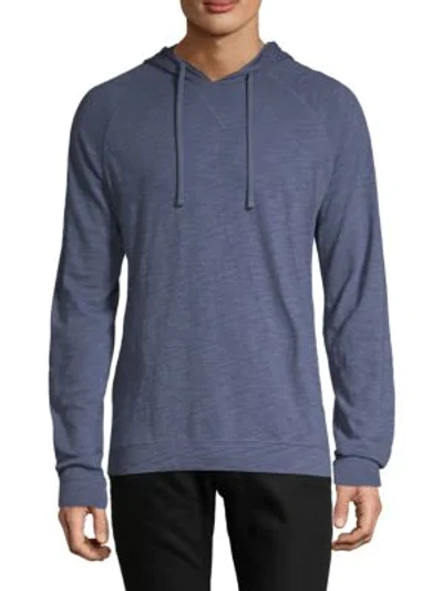Shop Vince Cotton Pullover Hoodie In Spruce Blue