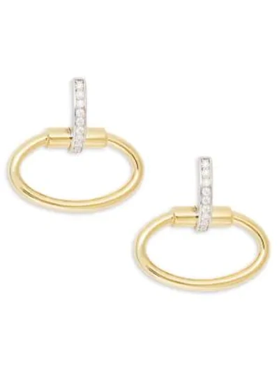 Shop Roberto Coin 18k Two-tone Gold Diamond Classica Paris Drop Earrings In White Gold