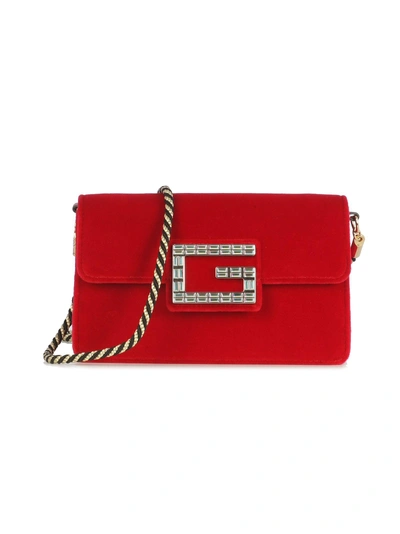 Shop Gucci Square G Shoulder Bag In Hibis Red Black Gold