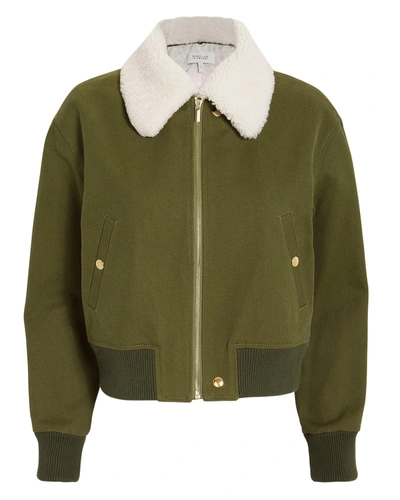 Shop 10 Crosby Shearling Collar Army Green Bomber Jacket