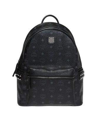 mcm black leather backpack
