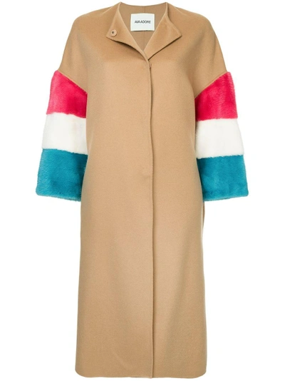 Shop Ava Adore Fur Sleeve Coat - Brown