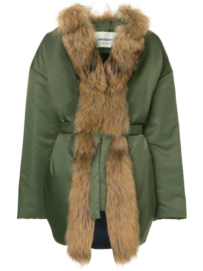 Shop Ava Adore Faux Fur Trim Coat - Green