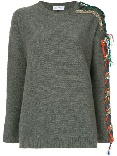 Shop Dice Kayek Embellished Sleeve Sweater - Grey