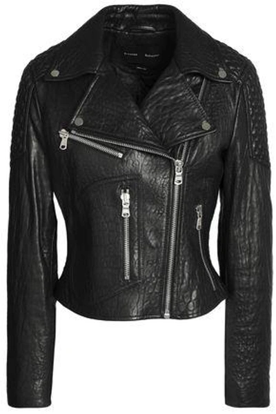 Shop Proenza Schouler Woman Paneled Leather Biker Jacket Black