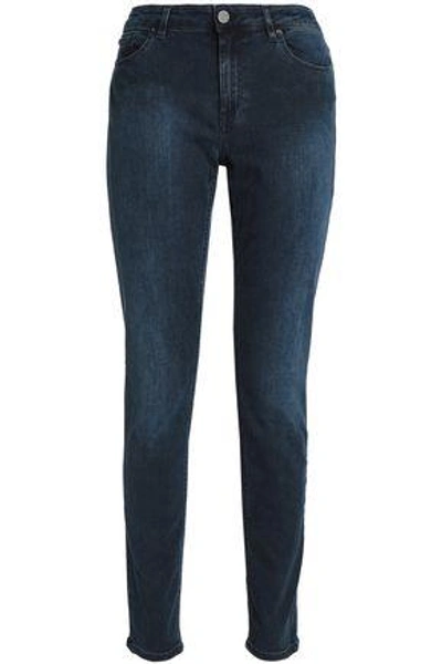 Shop Acne Studios Woman Faded Mid-rise Skinny Jeans Dark Denim