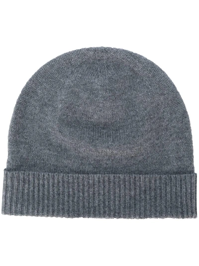 Shop Pringle Of Scotland Ribbed Brim Beanie - Grey