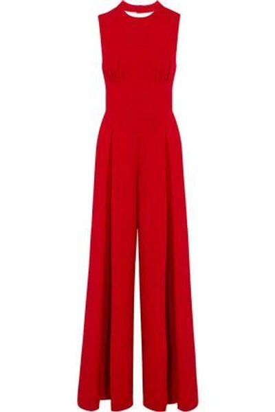 Shop Emilia Wickstead Woman Ethel Tie-back Wool-crepe Jumpsuit Red