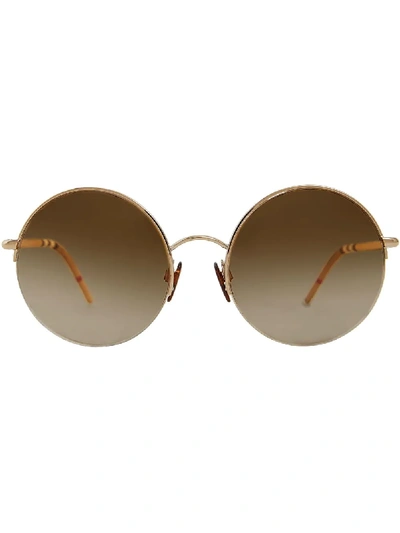 Shop Burberry Eyewear Check Detail Pilot Sunglasses - Brown