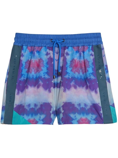 Shop Burberry Tie-dye Shorts - Purple