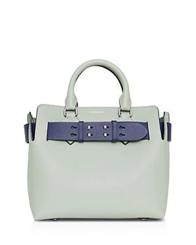Shop Burberry Small Leather Belt Bag In Gray/blue/silver