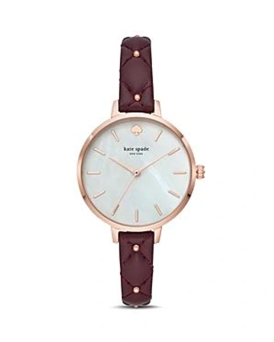 Shop Kate Spade New York Metro Mother-of-pearl Watch, 34mm In White/brown