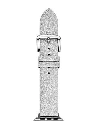 Shop Kate Spade New York Silver-tone Glitter-effect Leather Apple Watch Strap, 38mm